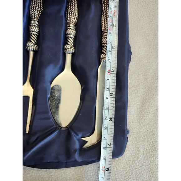 New Set 3 Silea Tassel Handle Silver Plated Butter Spreader Fork Knot Cheese - Picture 4 of 11